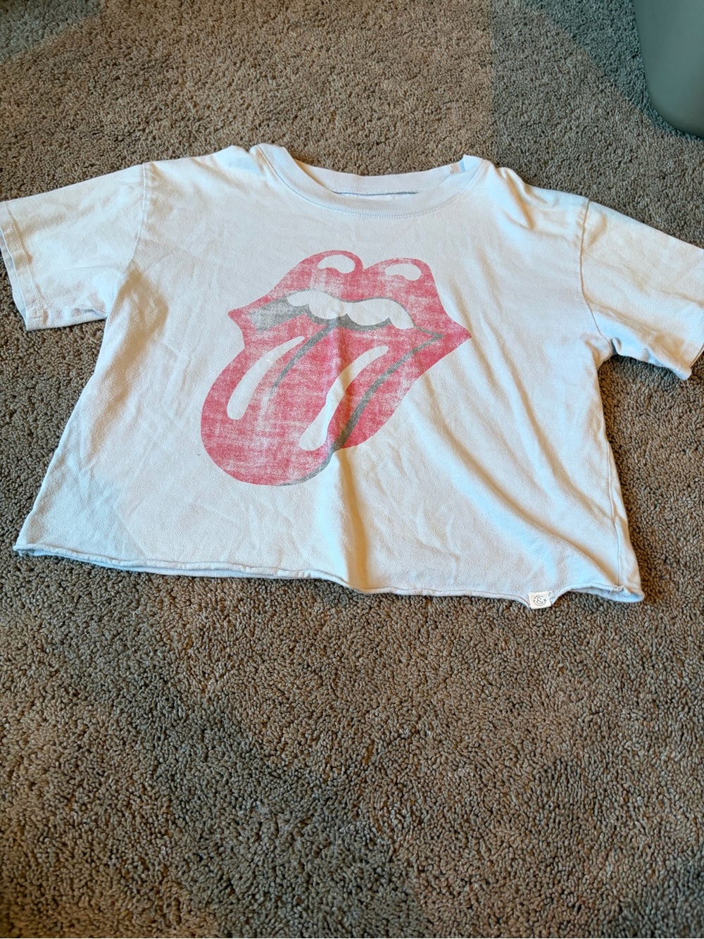 Kids White Short-Sleeve Graphic Tee with Pink Tongue Print
